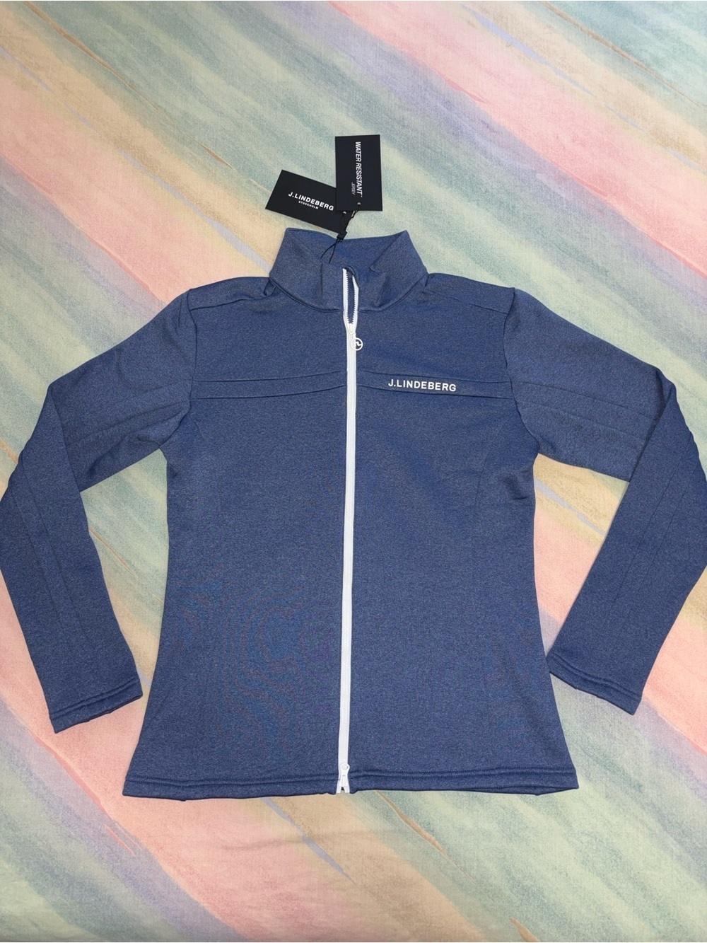 J. LINDEBERG flora golf mid layer athletic jacket midnight blue melange size L